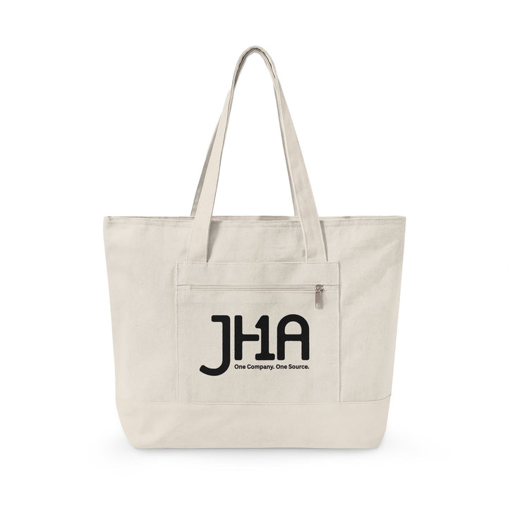 Canvas Zipper Tote Bag — JHA Monogram Logo Cotton Shopper