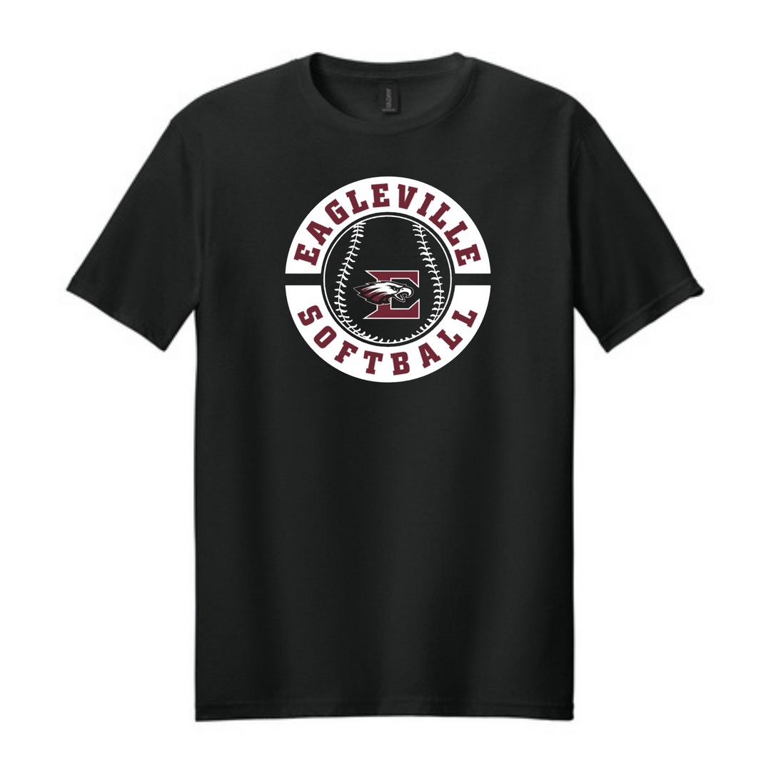 Gildan Softstyle T-Shirt with Circle and Ball Logo | Eagleville Softball Parents