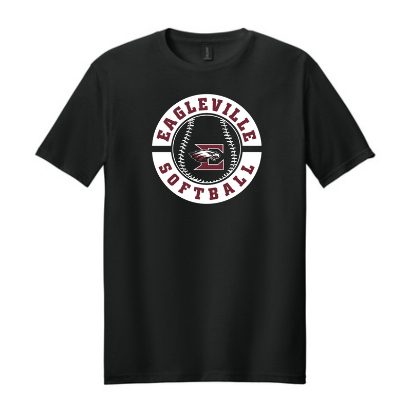 Gildan Softstyle T-Shirt with Circle and Ball Logo | Eagleville Softball Parents