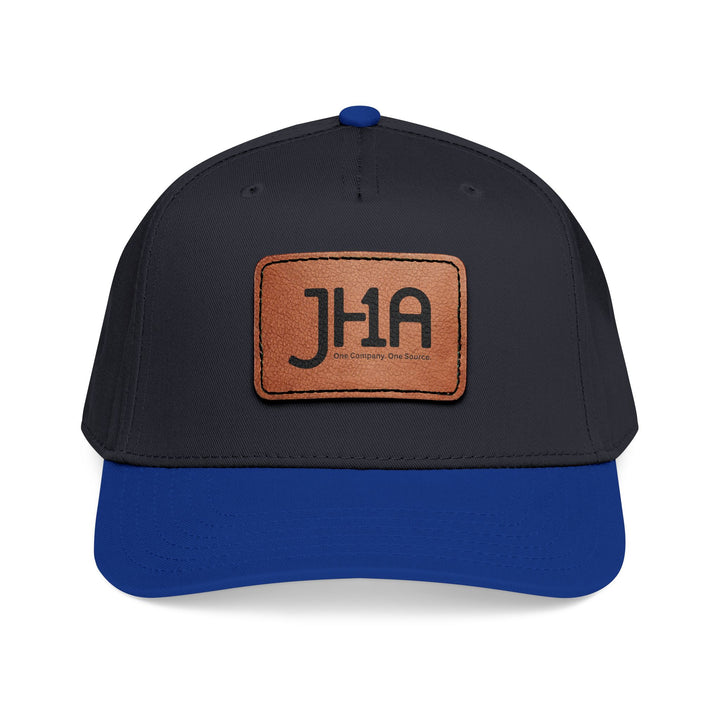 Leather Patch Baseball Cap — JHA Embossed Mid-Profile Hat