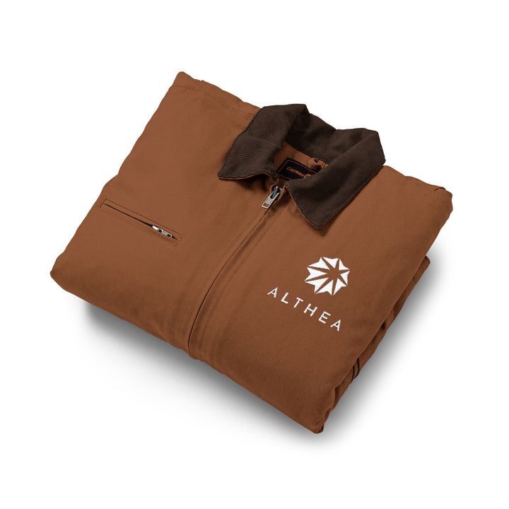 Althea Healthcare Duck Cloth Work Jacket — Rugged Brown Carpenter Coat with Chest Zip Pocket