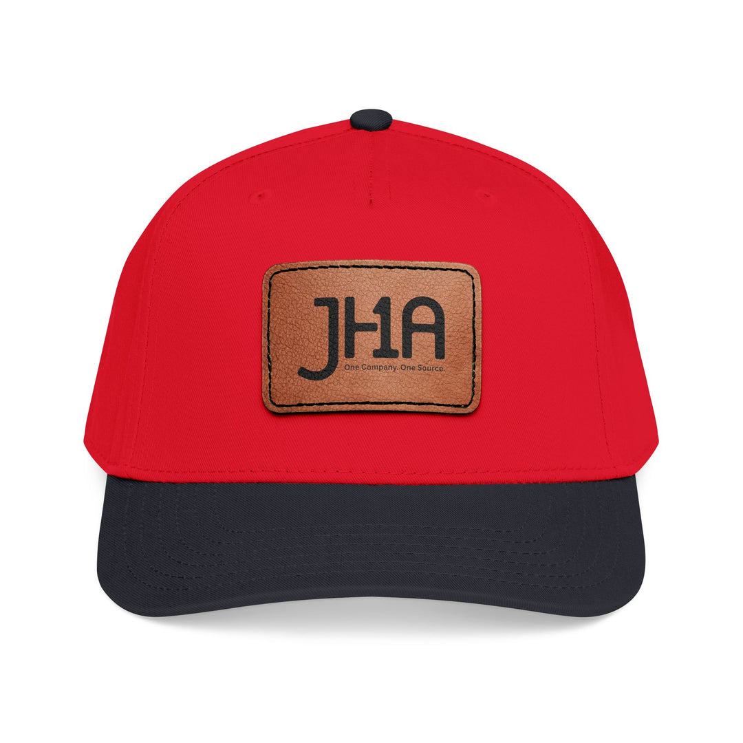 Leather Patch Baseball Cap — JHA Embossed Mid-Profile Hat