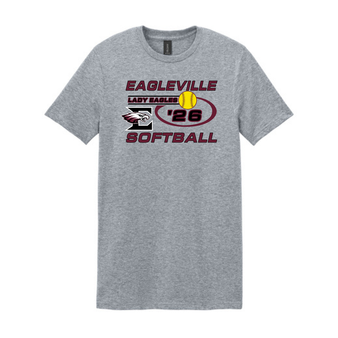 Gildan Softstyle T-Shirt with Eagleville Softball '26 Logo | Eagleville Softball Parents