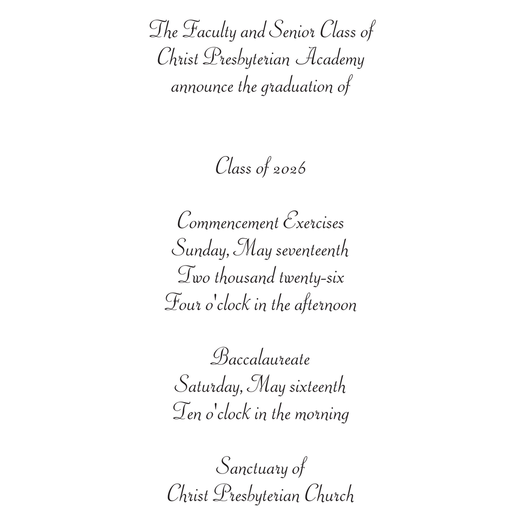 10 Pack Announcement with Envelopes | Christ Presbyterian Academy
