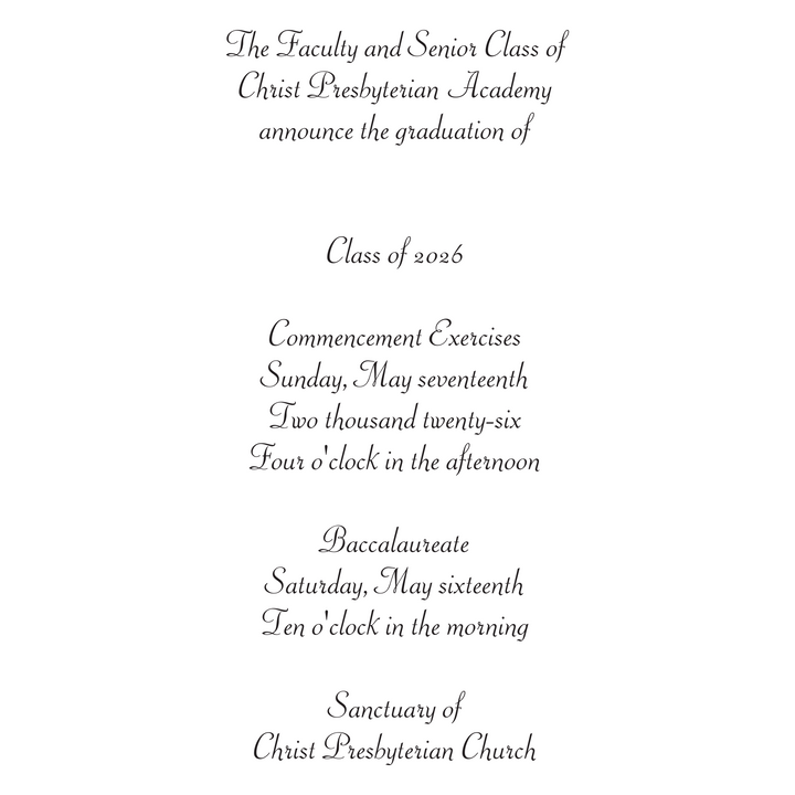 10 Pack Announcement with Envelopes | Christ Presbyterian Academy