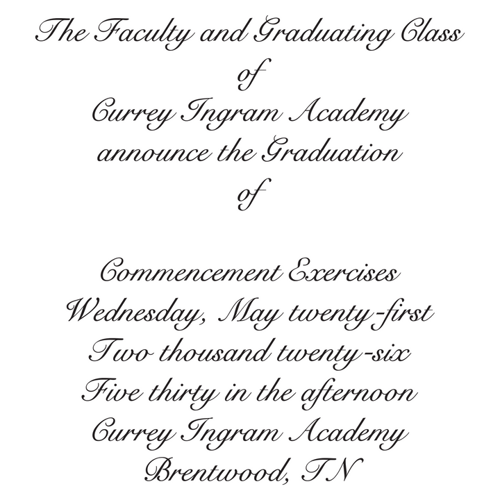 Announcement Package B | Currey Ingram Academy