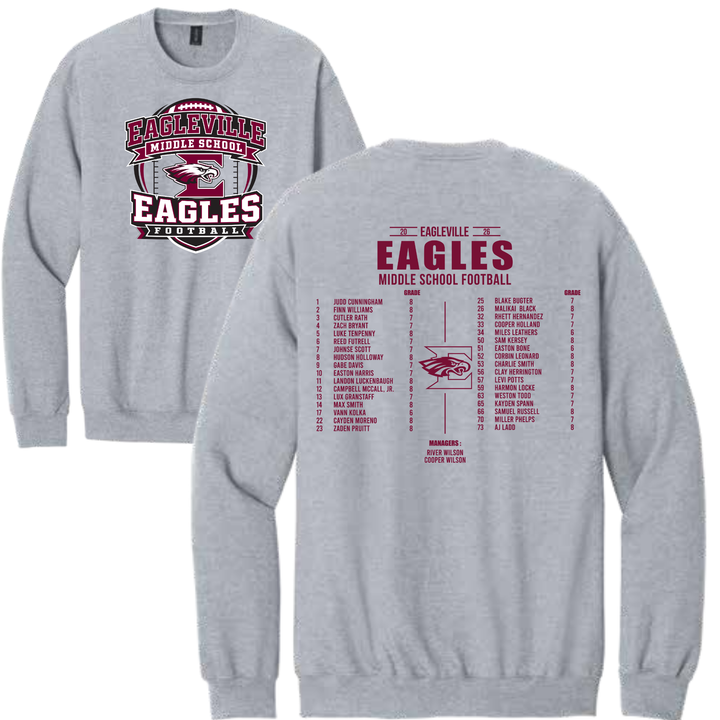 Middle School Roster Softstyle Crewneck Sweatshirt | Eagleville Football 2026