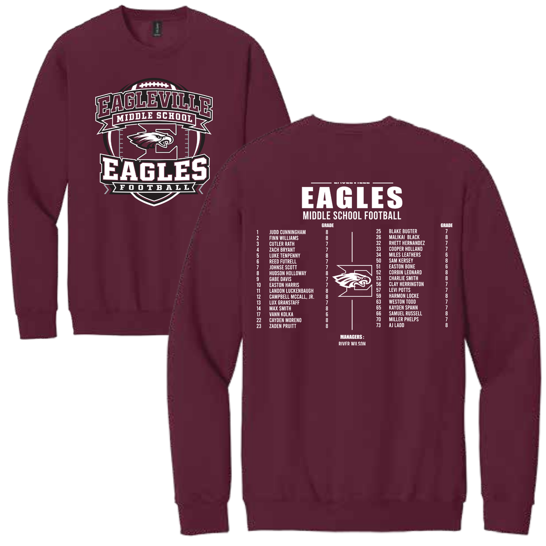 Middle School Roster Softstyle Crewneck Sweatshirt | Eagleville Football 2026