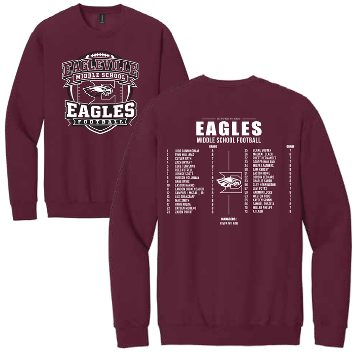 Middle School Roster Softstyle Crewneck Sweatshirt | Eagleville Football 2026