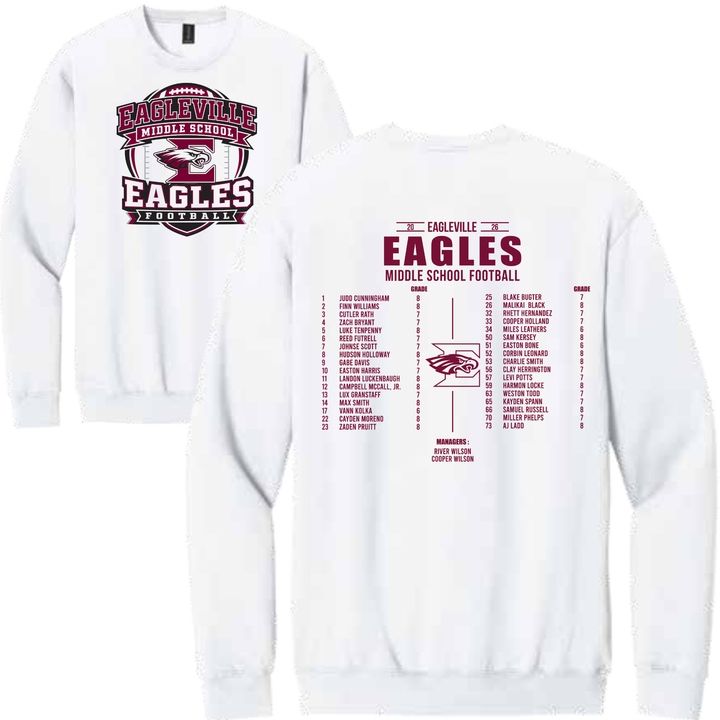 Middle School Roster Softstyle Crewneck Sweatshirt | Eagleville Football 2026