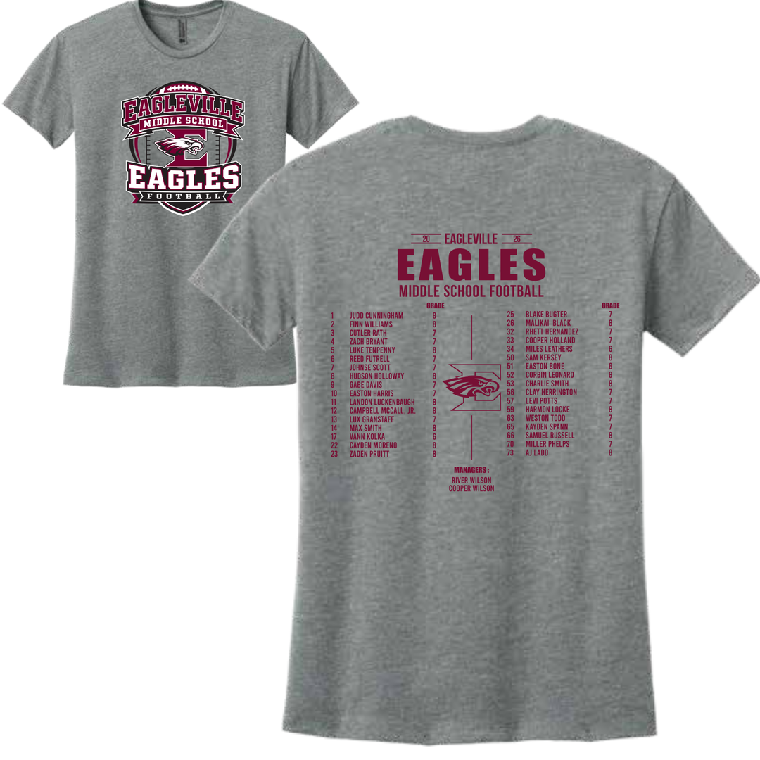 Middle School Roster Ladies Relaxed Tee | Eagleville Football 2026