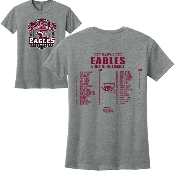 Middle School Roster Ladies Relaxed Tee | Eagleville Football 2026
