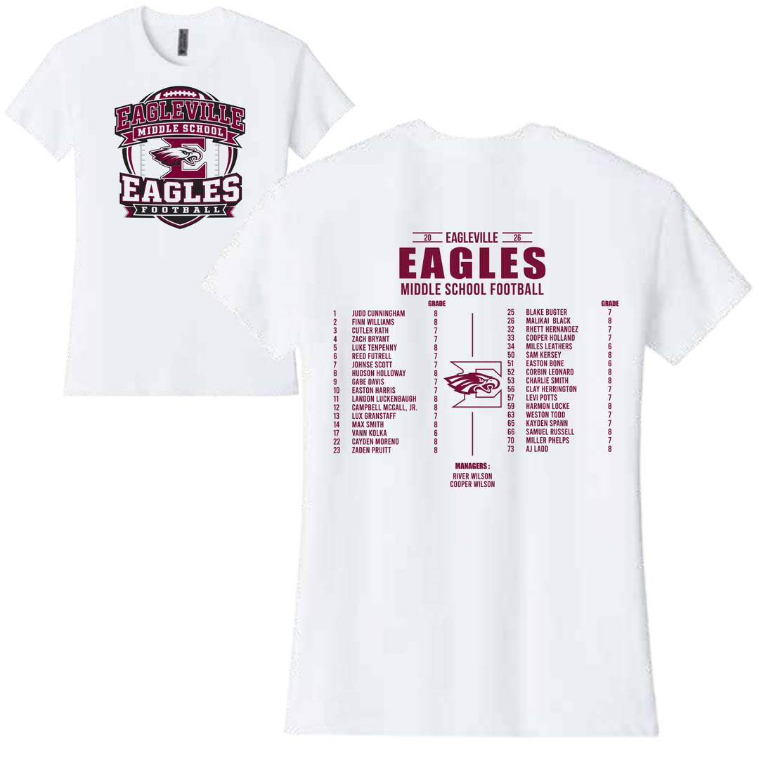 Middle School Roster Ladies Relaxed Tee | Eagleville Football 2026