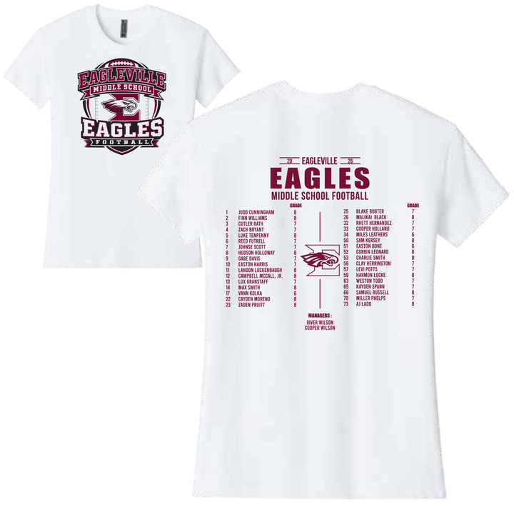 Middle School Roster Ladies Relaxed Tee | Eagleville Football 2026