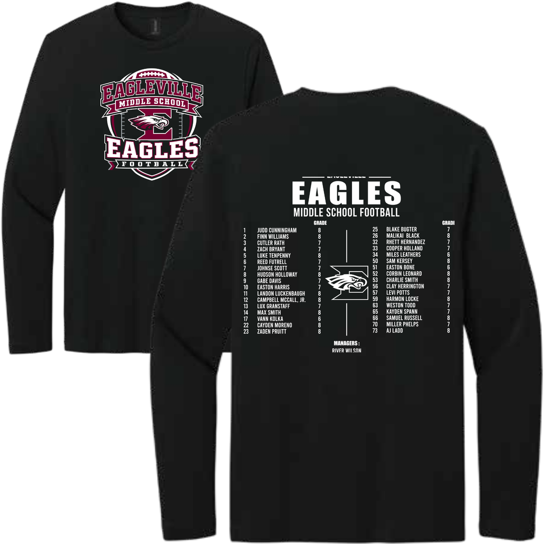 Middle School Roster Softstyle Long-Sleeve Tee | Eagleville Football 2026