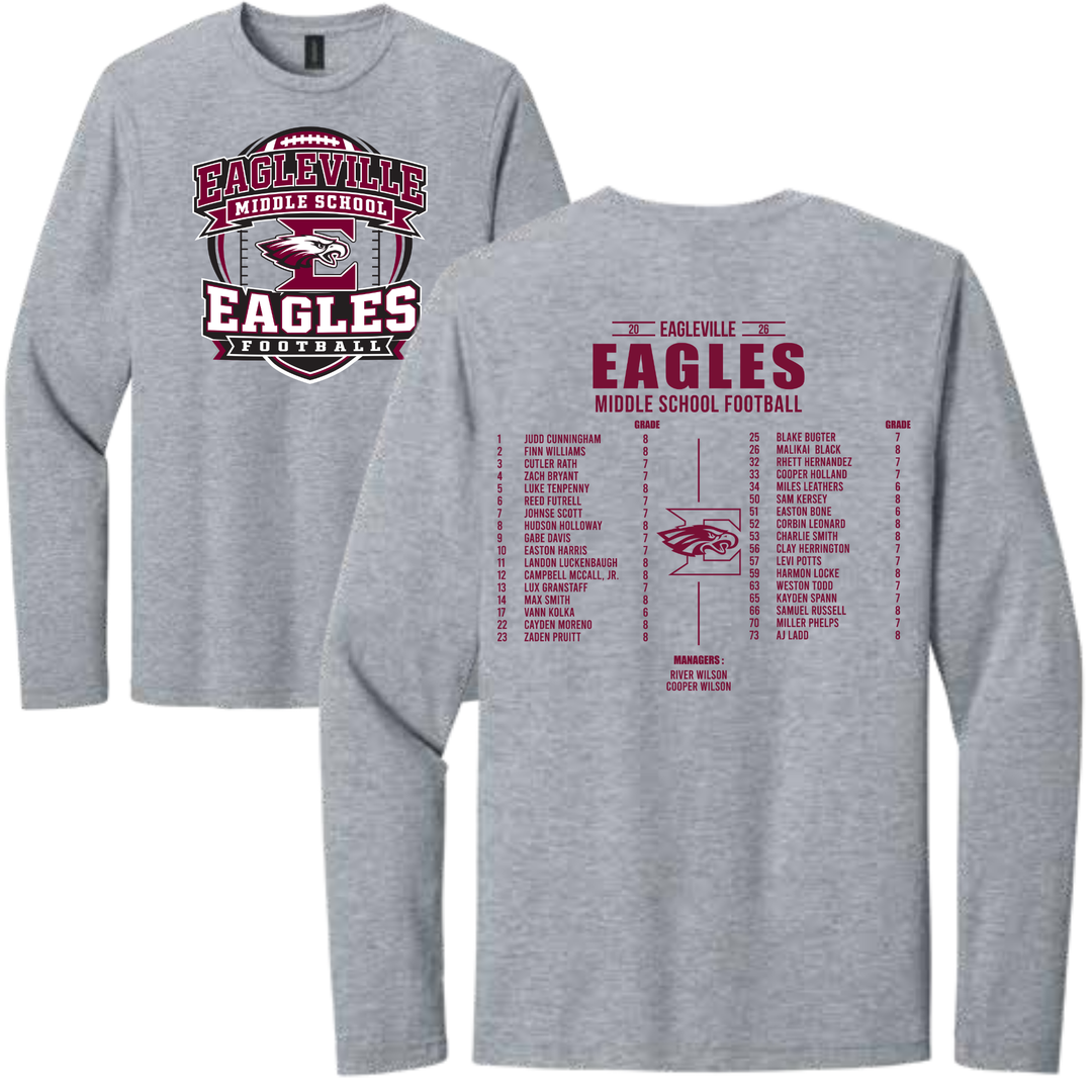 Middle School Roster Softstyle Long-Sleeve Tee | Eagleville Football 2026
