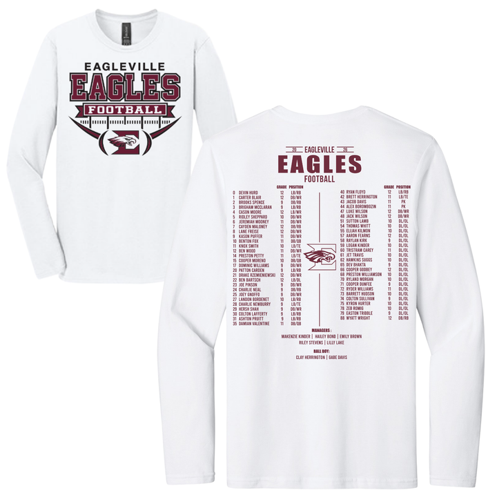 High School Roster Softstyle Long-Sleeve Tee | Eagleville Football 2026