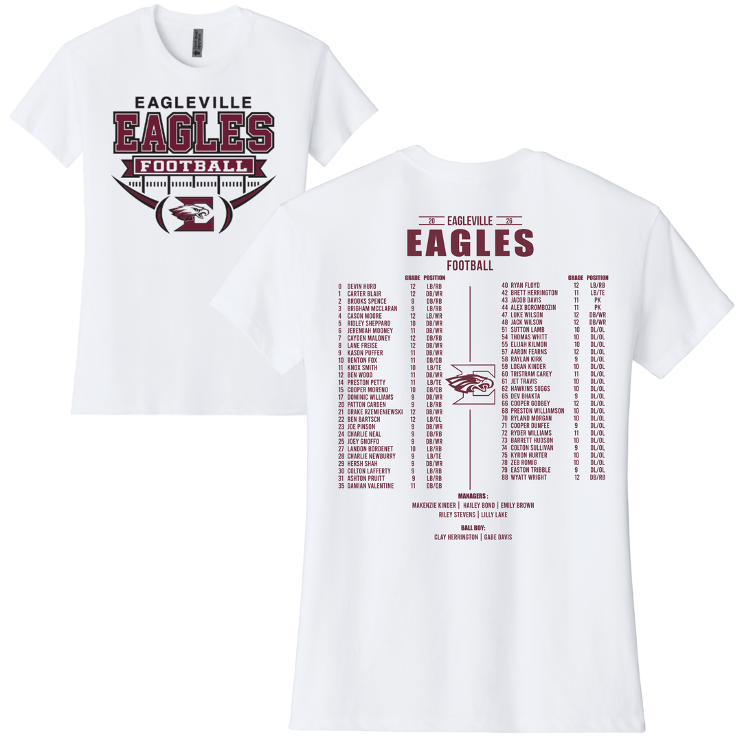 High School Roster Ladies Relaxed Tee | Eagleville Football 2026