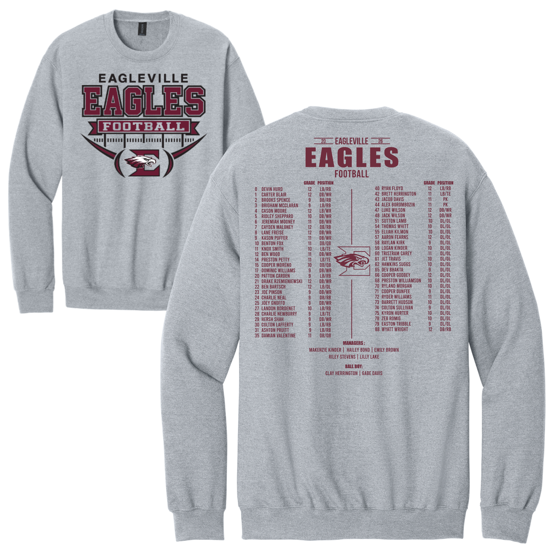 High School Roster Softstyle Crewneck Sweatshirt | Eagleville Football 2026
