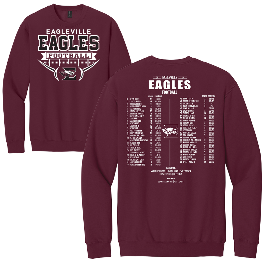 High School Roster Softstyle Crewneck Sweatshirt | Eagleville Football 2026