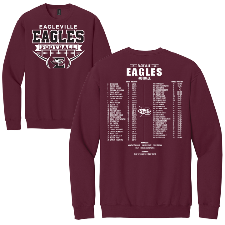 High School Roster Softstyle Crewneck Sweatshirt | Eagleville Football 2026