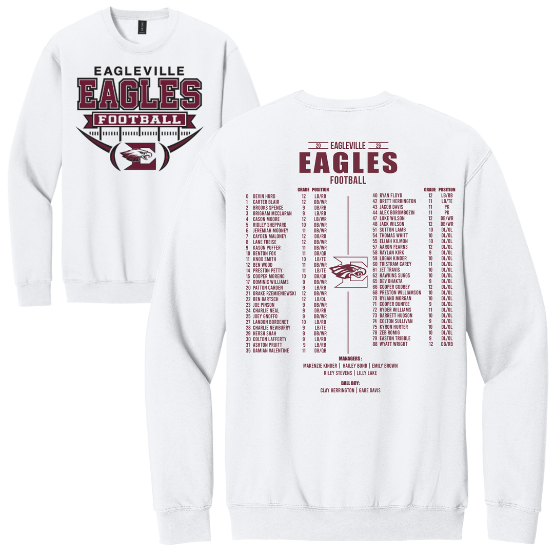 High School Roster Softstyle Crewneck Sweatshirt | Eagleville Football 2026