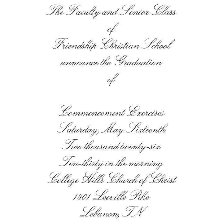 Announcement Package A | Friendship Christian High School