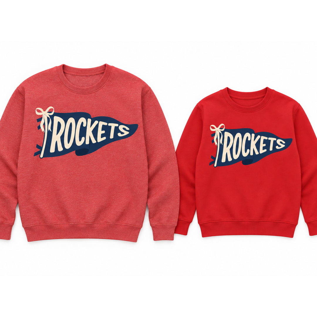Rocket Pennant Crewneck Sweatshirt | Hobgood Elementary School
