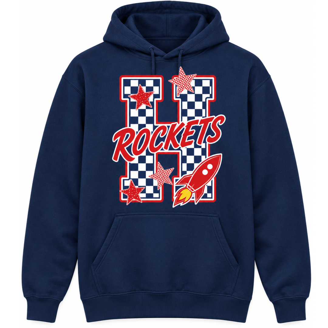 Rocket Checkerboard Hoodie | Hobgood Elementary School