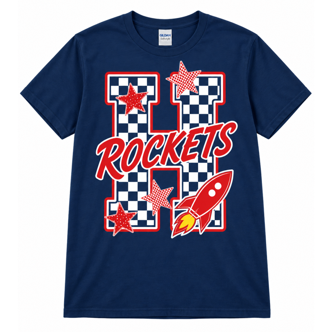 Rocket Checkerboard T-Shirt | Hobgood Elementary School