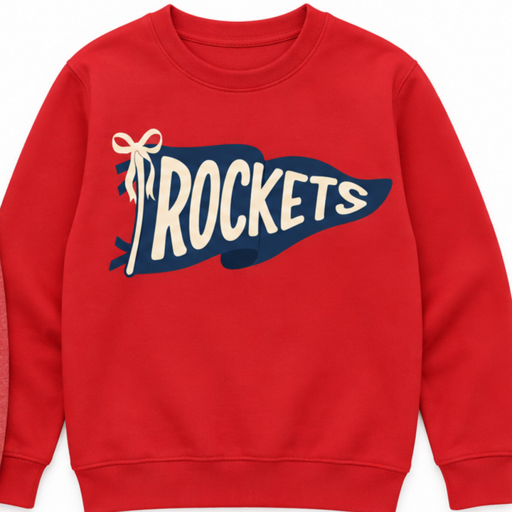 Rocket Pennant Crewneck Sweatshirt | Hobgood Elementary School
