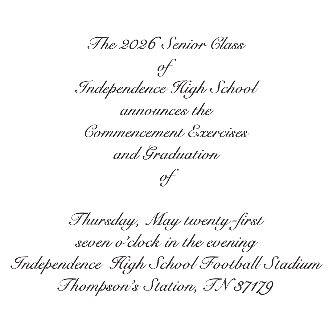 10 Pack Announcement with Envelopes | Independence High School