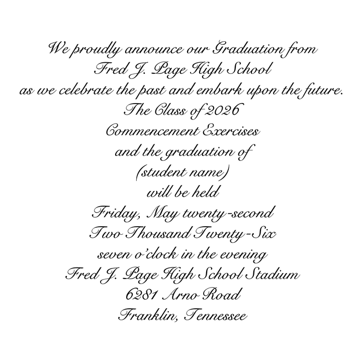 10 Pack Announcement with Envelopes | Page High School