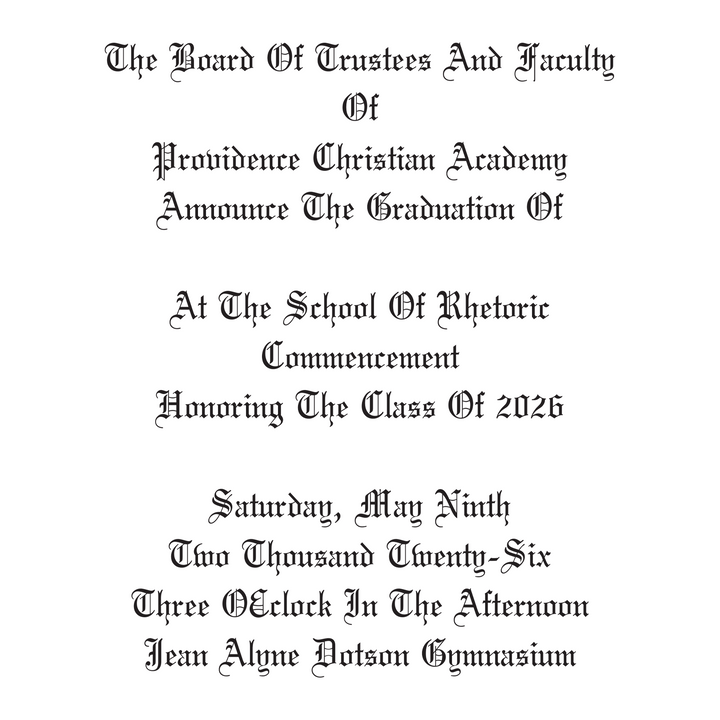 Announcement Package C | Providence Christian Academy