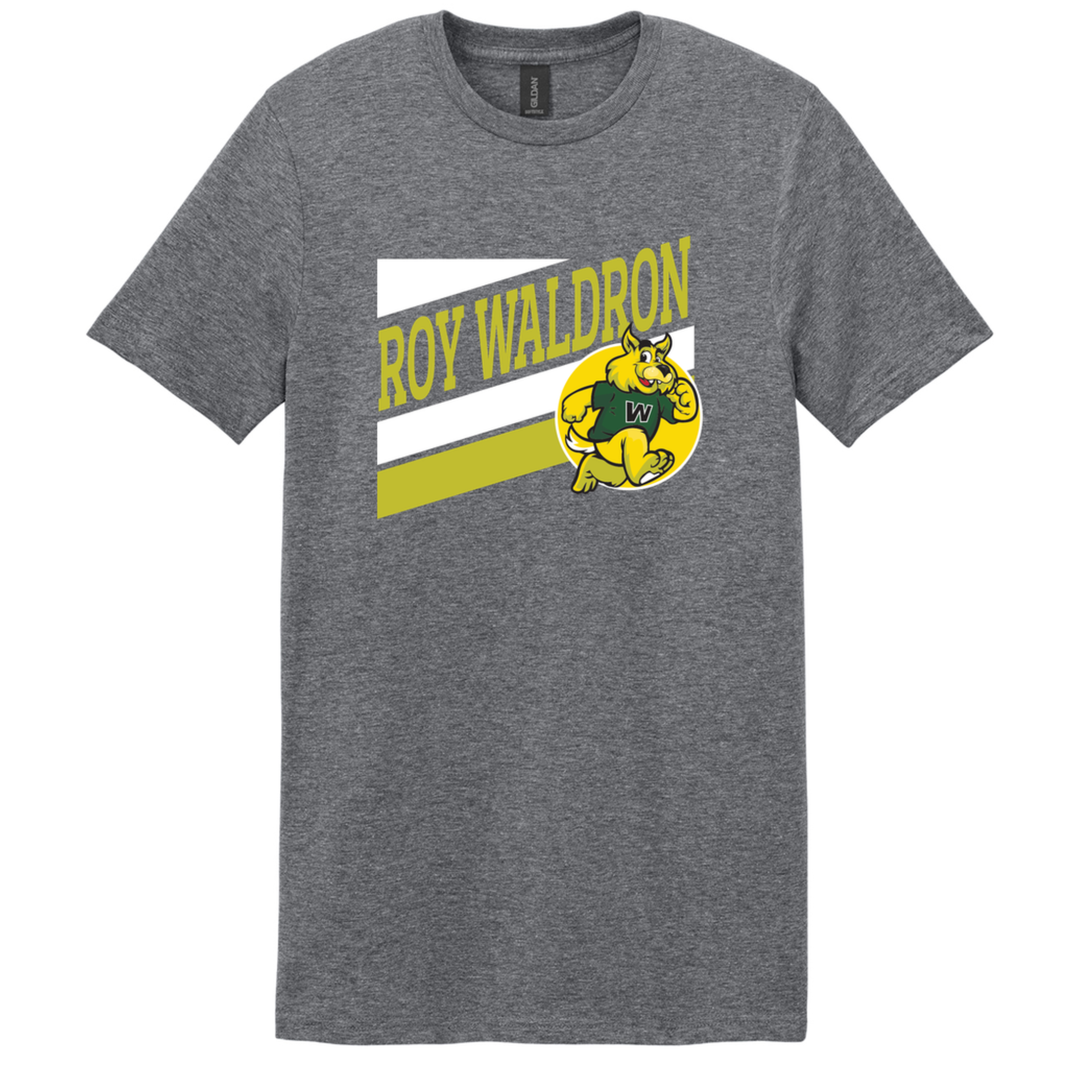 Retro Stripe Mascot Short Sleeve Tee | Roy Waldron Elementary