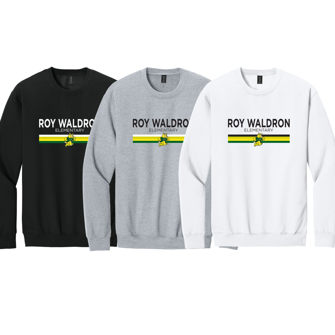 Stripe Mascot Crew Sweatshirt | Roy Waldron Elementary