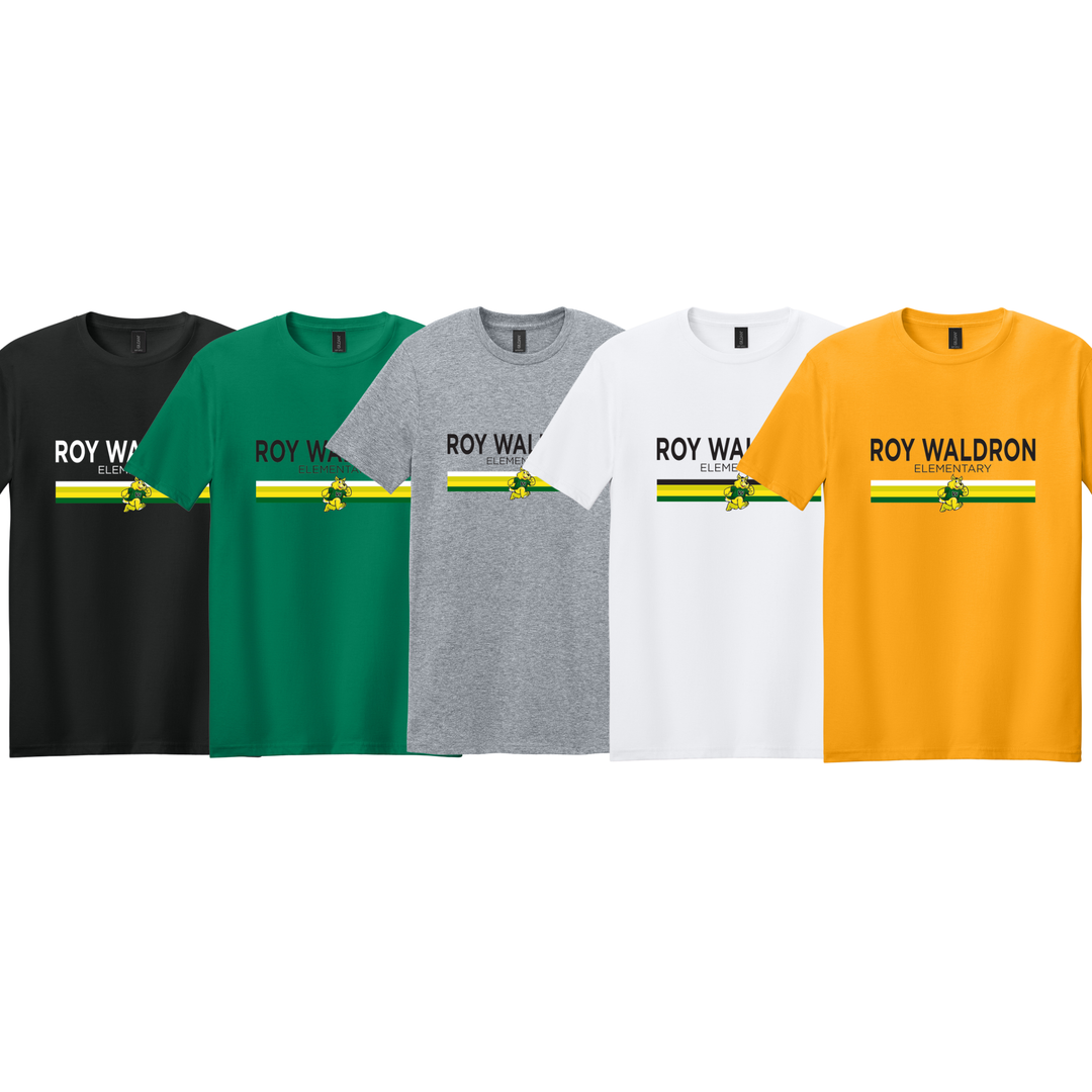 Stripe Mascot Short Sleeve Softstyle Tee | Roy Waldron Elementary