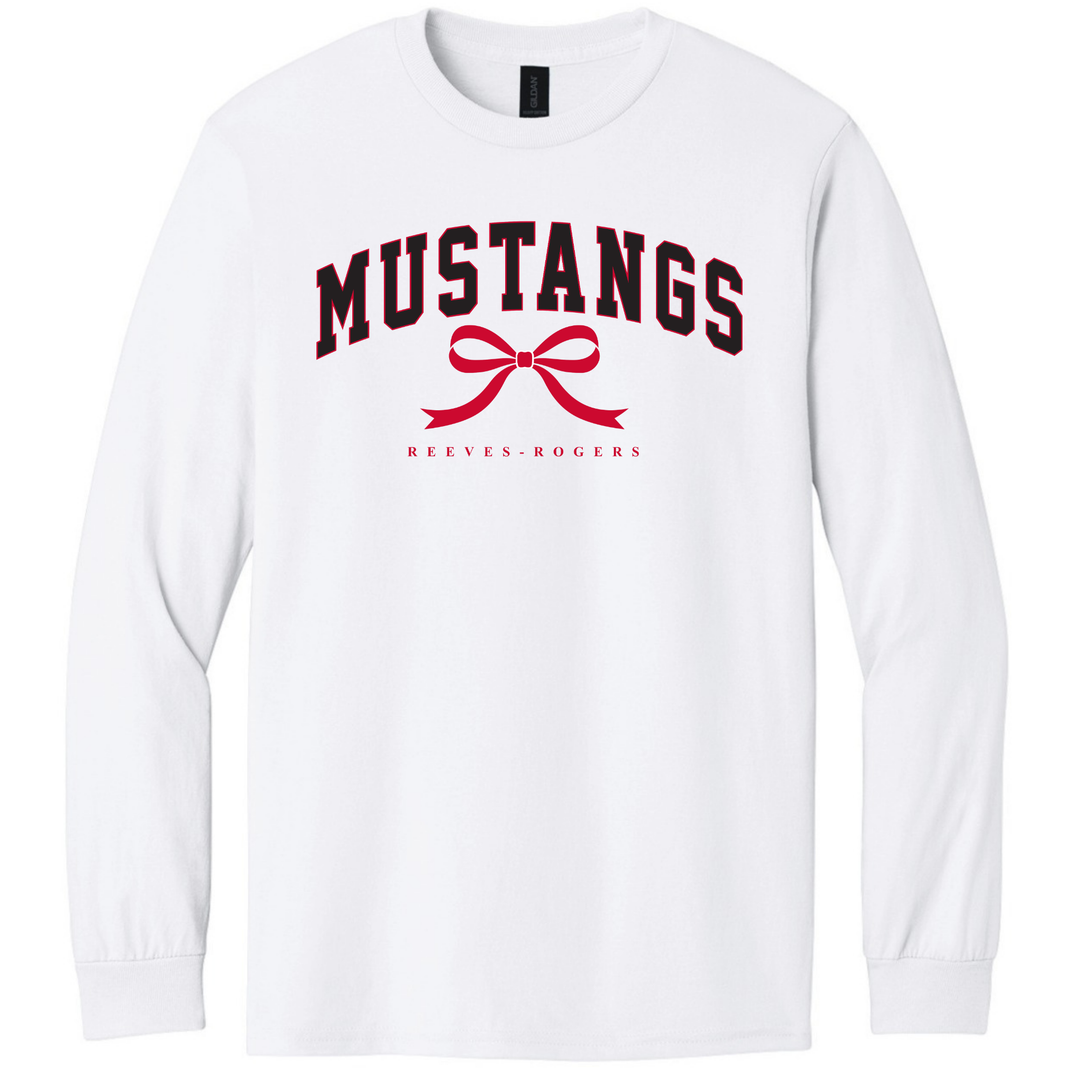 Mustang Bow Long Sleeve T-Shirt | Reeves-Rogers Elementary School