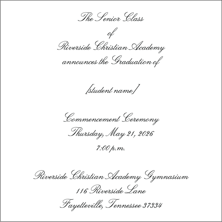 Announcement Package C | Riverside Christian Academy