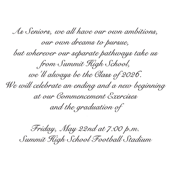 10 Pack Announcement with Envelopes | Summit High School