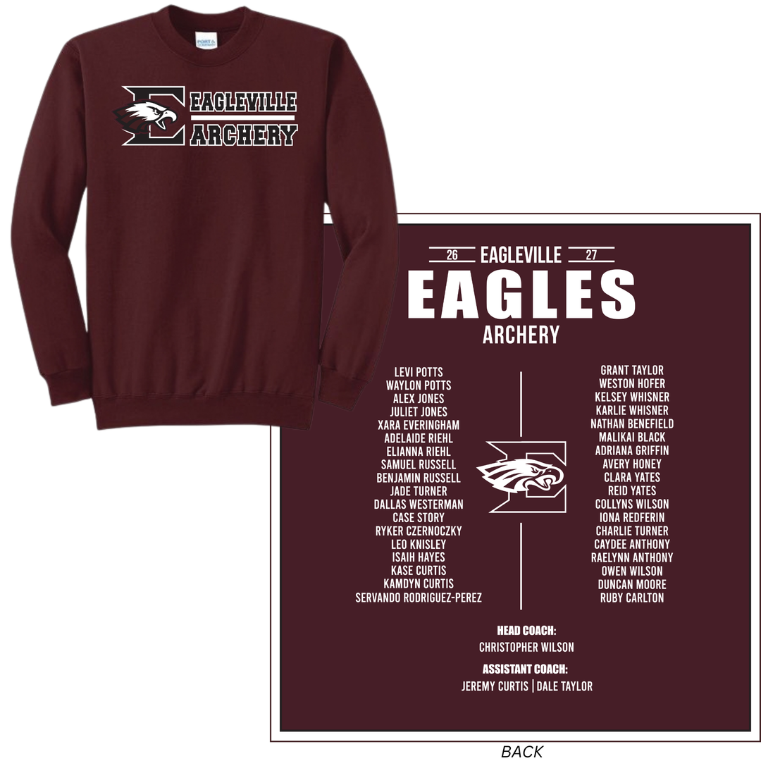 Roster Crewneck Sweatshirt | Eagleville School Archery