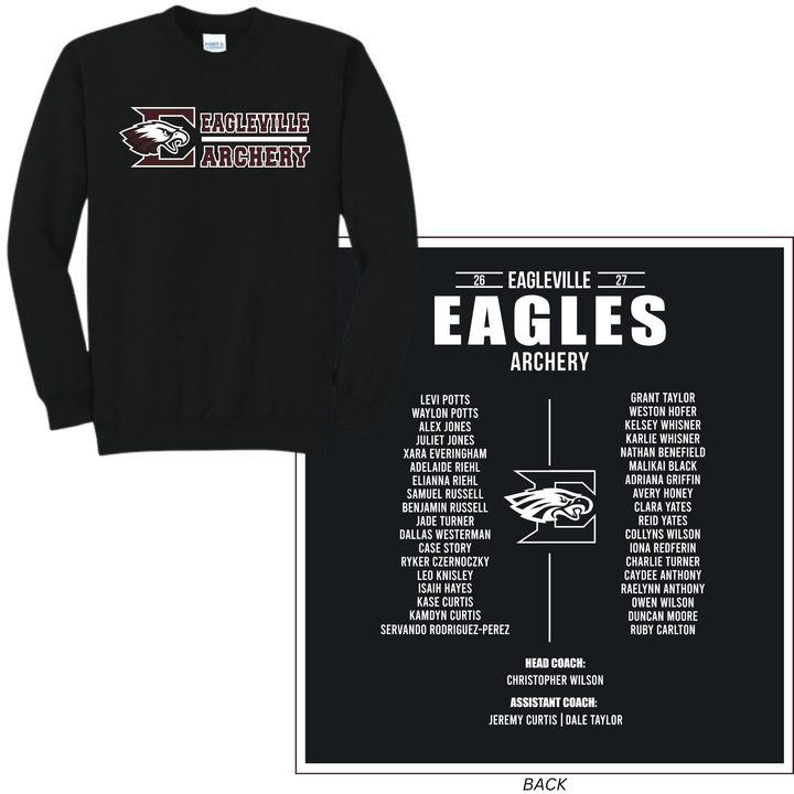 Roster Crewneck Sweatshirt | Eagleville School Archery
