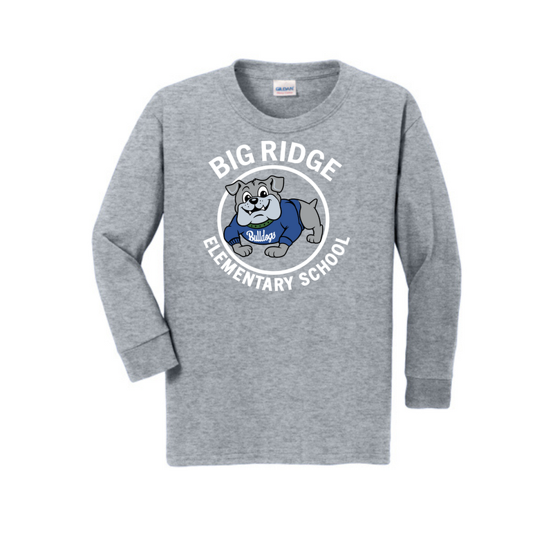 Youth Bulldog Circle Long Sleeve T-Shirt | Big Ridge Elementary School