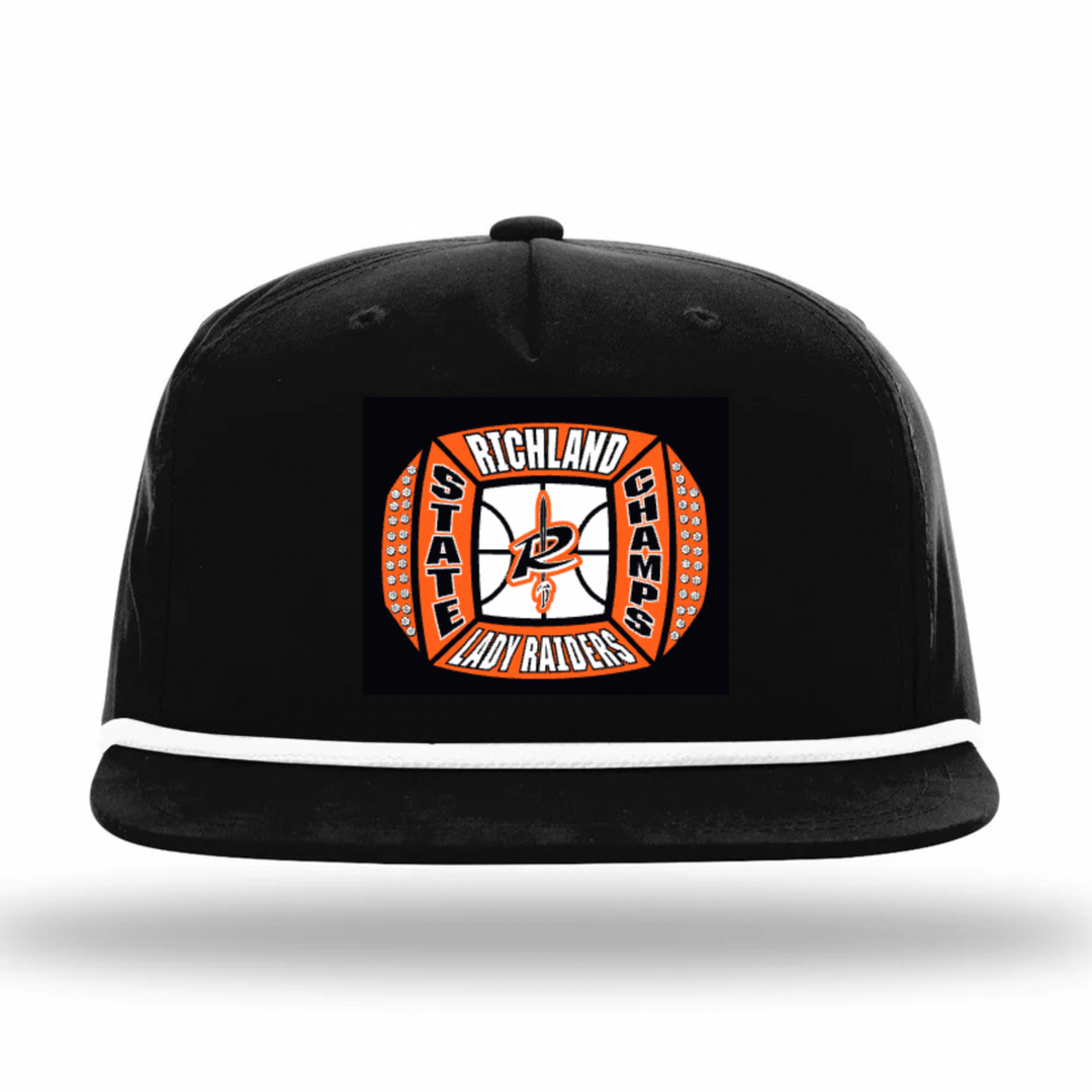 Rope Cap with Woven Patch Logo | Richland Lady Raiders Basketball State Champ 2026