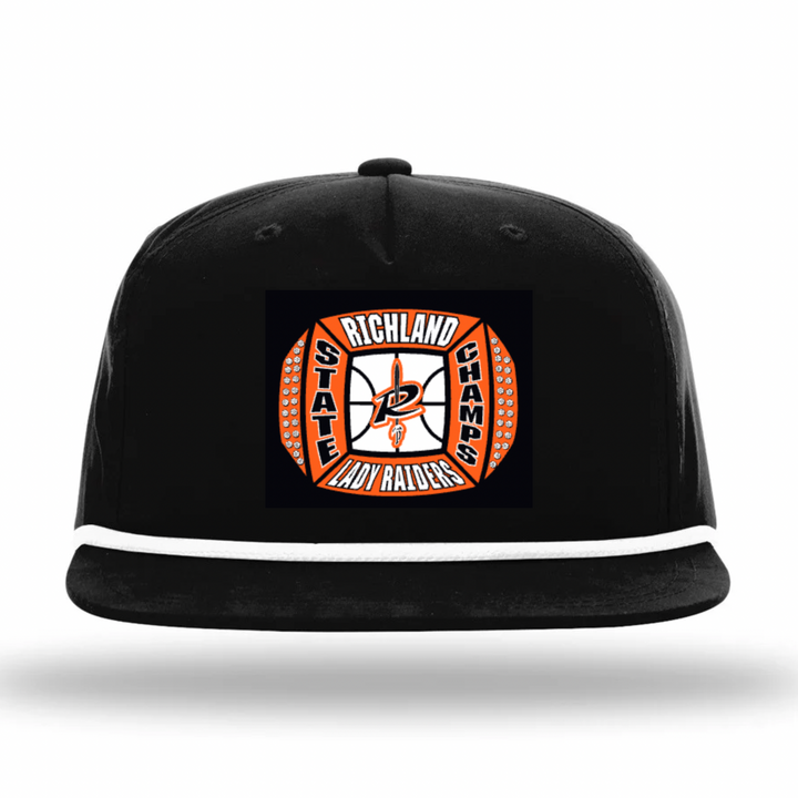 Rope Cap with Woven Patch Logo | Richland Lady Raiders Basketball State Champ 2026