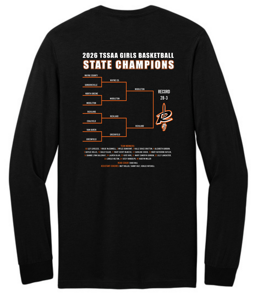 Long Sleeve TShirt | Richland Lady Raiders Basketball State Champ 2026