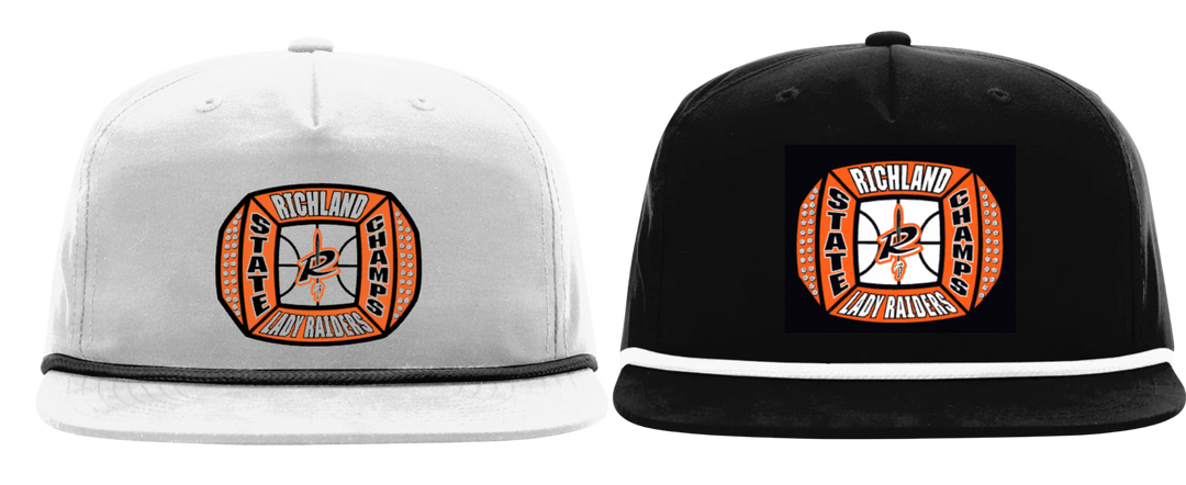 Rope Cap with Woven Patch Logo | Richland Lady Raiders Basketball State Champ 2026