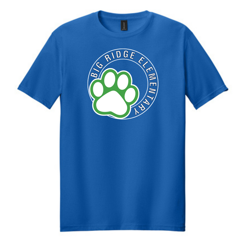 Adult Big Ridge Elementary Large Paw T-Shirt | Big Ridge Elementary School