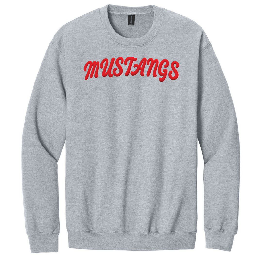 Mustang Puff Print Crew Sweatshirt | Reeves-Rogers Elementary School