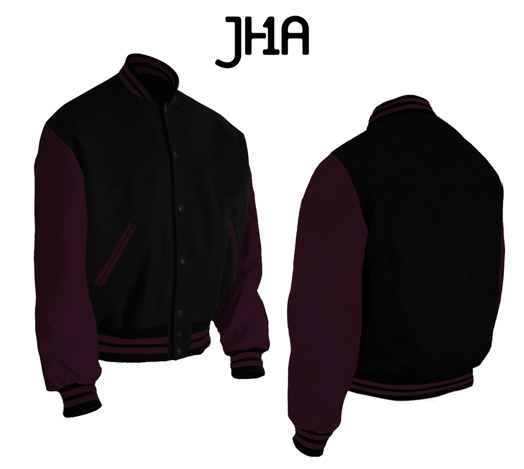 Maroon and black varsity jacket best sale